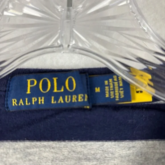 Polo Ralph Lauren, Striped T-Shirt, Gray and Dark Blue, Crew Neck, - Picture 5 of 11